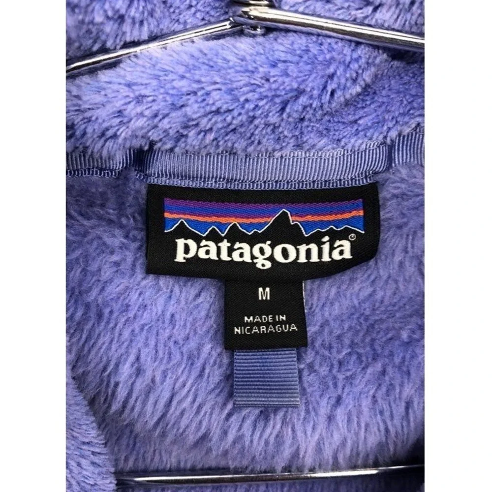 Patagonia Women M Re-Tool Snap-T Fleece Pullover Purple High Pile Western Biker - Picture 3 of 12